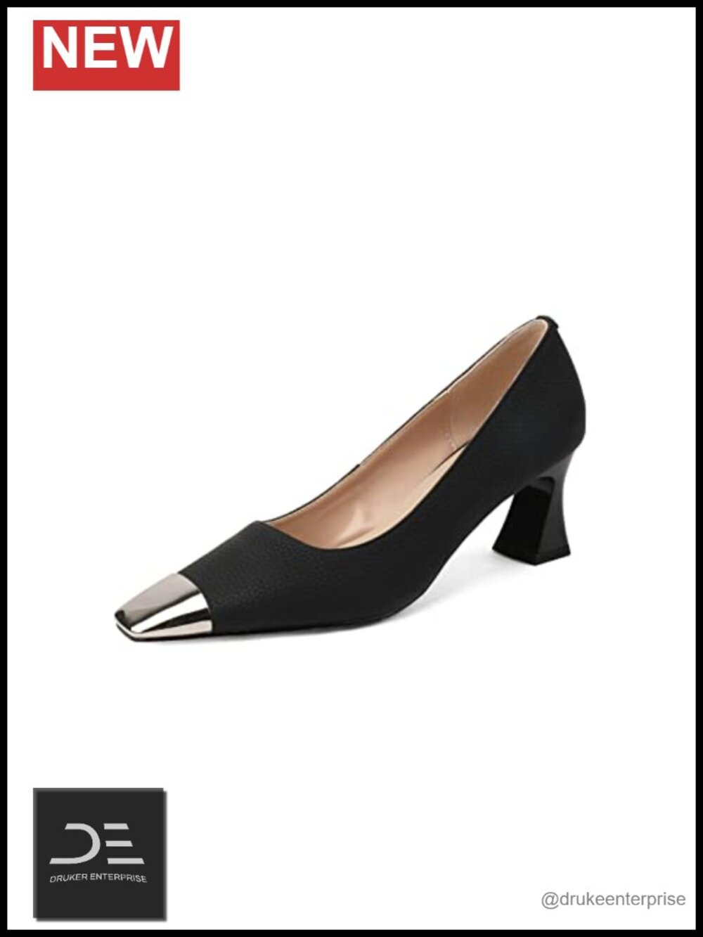 Women's Slip On Square Toe Heeled Loafer Pumps Leather